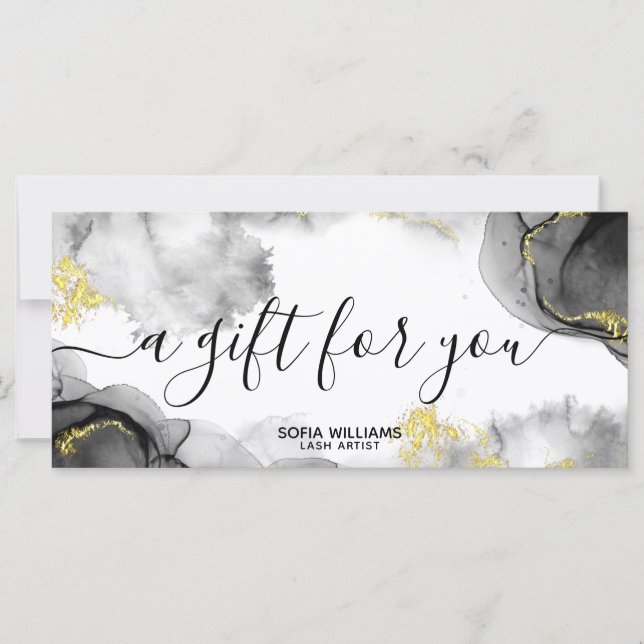 Modern Black Gold Certificate Gift Card Add Logo (Front)