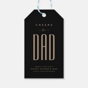 Modern Black & Gold "Cheers to Dad" Father's Day Gift Tags