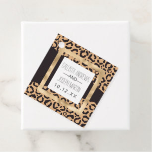 Modern Black Gold Cheetah Leopard Animal Print Favour Tags