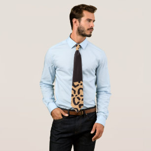 Modern Black Gold Cheetah Leopard Animal Print Tie