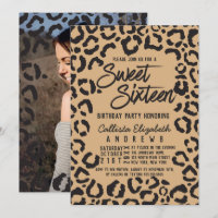 Modern Black Gold Cheetah Leopard Sweet 16 Photo