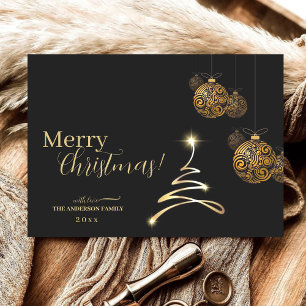 Modern Black Gold Christmas Holiday Card
