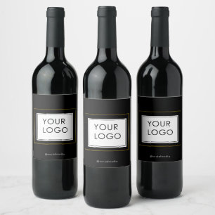 Modern Black Gold Company Business Logo Wine Label