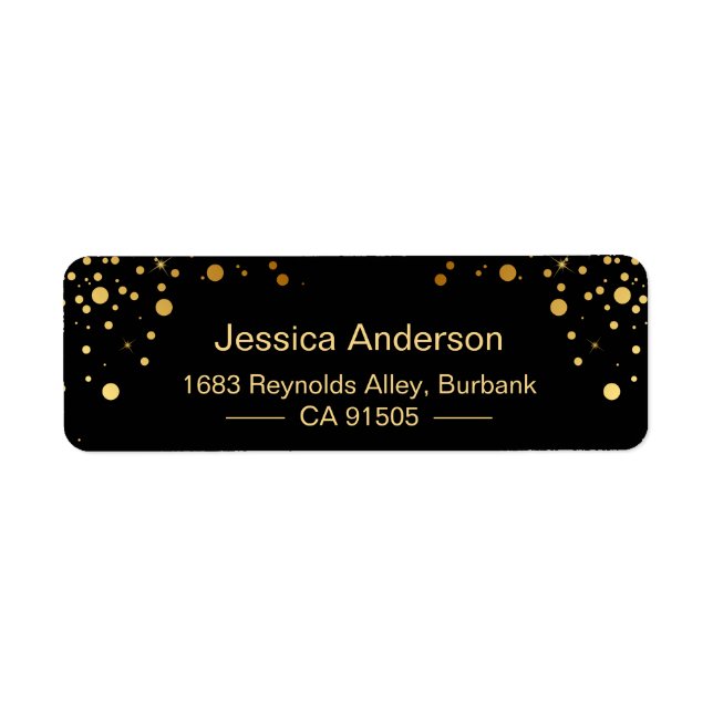 Modern Black Gold Confetti Dots (Front)