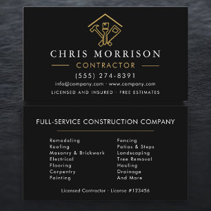 Modern Black & Gold Construction Business Card