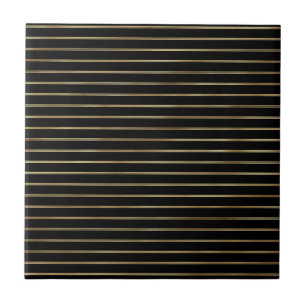Modern Black Gold Double Lines Illustration Tile