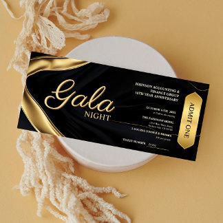 Modern Black Gold Editable Business Gala Ticket Invitation