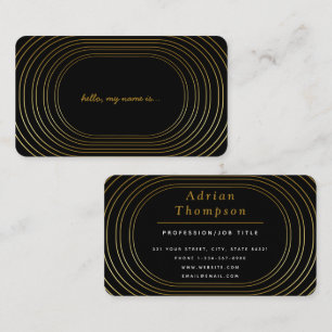 Modern Black & Gold Elegant Hello Business Card