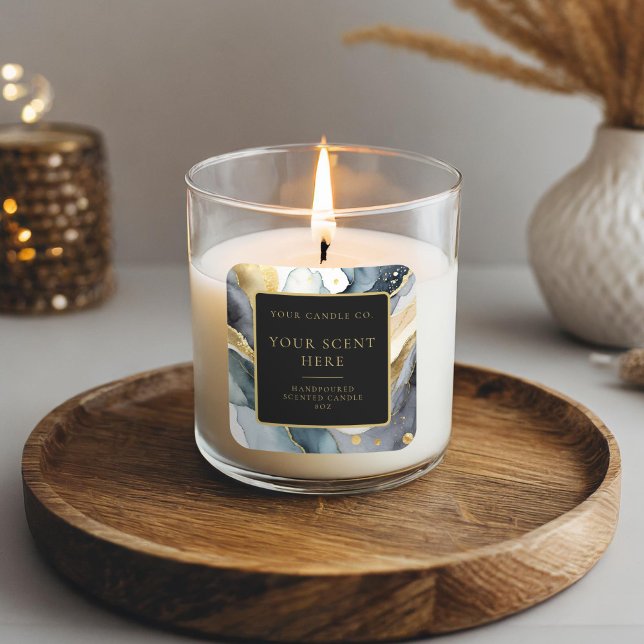 Modern Black Gold Elegant Watercolor Candle Label (Creator Uploaded)