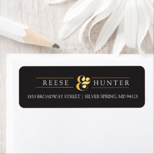 Modern Black Gold Elegant Wedding Labels