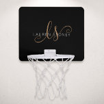 Modern Black Gold Feminine Script Monogrammed Mini Basketball Hoop<br><div class="desc">Modern Black Gold Feminine Script Monogrammed Basketball Hoop. Easily personalize this modern elegant basketball hoop with your custom monogram and name.</div>