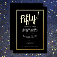 Modern Black & Gold Foil 50th Birthday