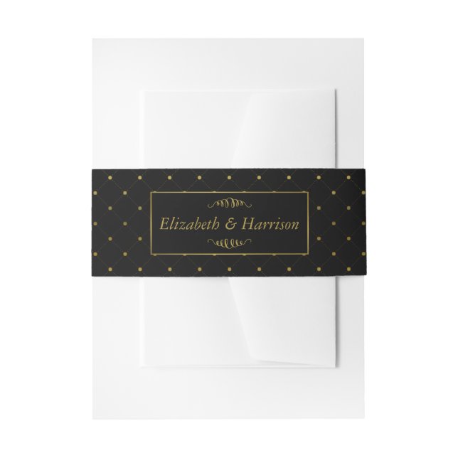 Modern Black & Gold Foil Effect Wedding Invitation Belly Band (Front Example)
