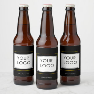 Modern Black Gold Frame Company Business Logo    Beer Bottle Label