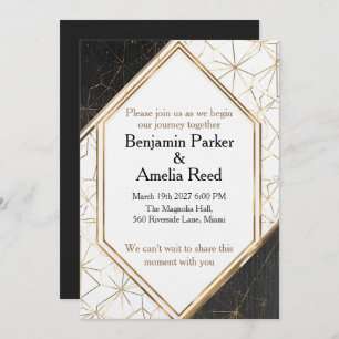 Modern Black Gold Geometric Wedding Invitation