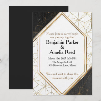 Modern Black Gold Geometric Wedding Invitation