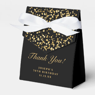 Modern Black Gold Glitter Dust Thank You Monogram Favour Box