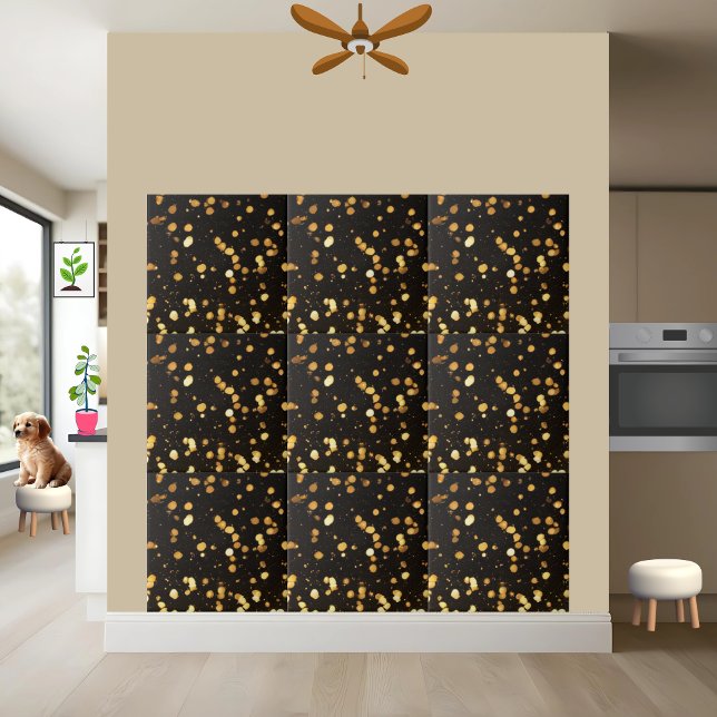Modern Black Gold Glitter Floor Kitchen Fireplace Tile (Creator Uploaded)