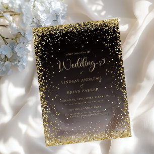 Modern Black Gold Glitter Wedding Acrylic Invitations