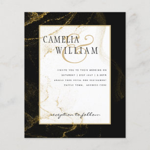 Modern Black Gold Glitter Wedding Flyer