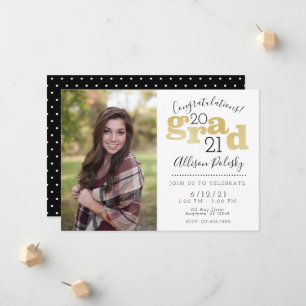 Modern Black Gold Graduate Class 2022 Invitation