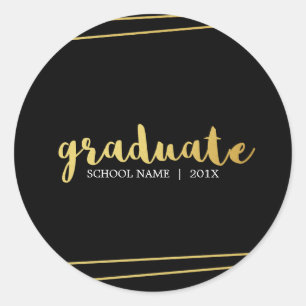 Modern Black & Gold Graduate Custom Stickers