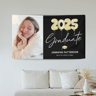 Modern Black Gold Graduation 2025 Photo Banner