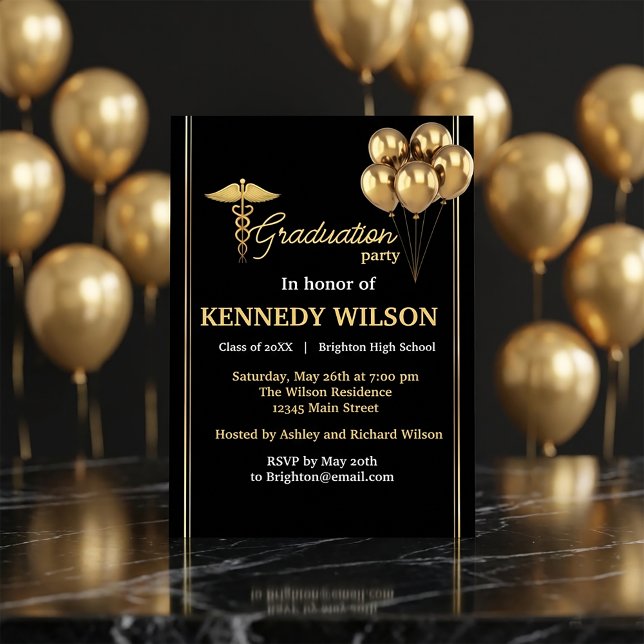 Modern Black Gold Graduation Party 2026 Invitation (#GraduationParty
#GraduationInvitation
#ClassOf2026
#GradPartyDecor
#BlackAndGold
#LuxuryInvitation
)