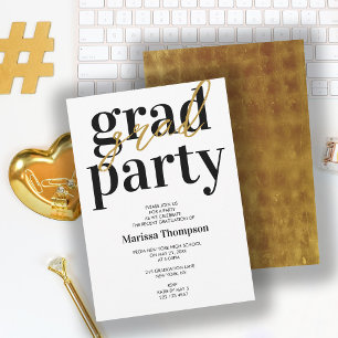 Modern Black & Gold Graduation Party Invitation