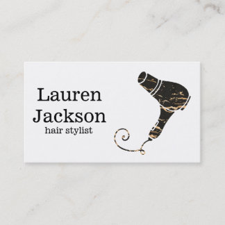 Modern Black & Gold Hair Dryer Art Business Card