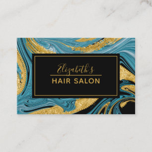 Modern Black Gold Hair Stylist Professional Business Card