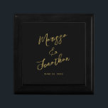 Modern Black Gold Hand Lettered Script Wedding Gift Box<br><div class="desc">This personalised modern wedding gift box features the bride and grooms names and wedding date in hand lettered faux gold script on a simple back background. Makes a uniqe gift for newlyweds. Designed by Susan Coffey.</div>