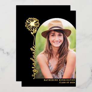 Modern Black Gold Handwritten Photo Graduation