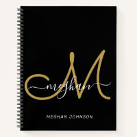Modern Black Gold Handwritten Script Monogram