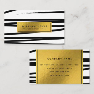 Modern Black & Gold Lines Abstract Art Business Card