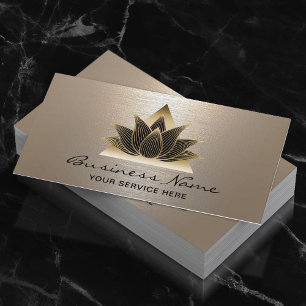 Modern Black & Gold Lotus Logo Wellness Salon Spa Business Card