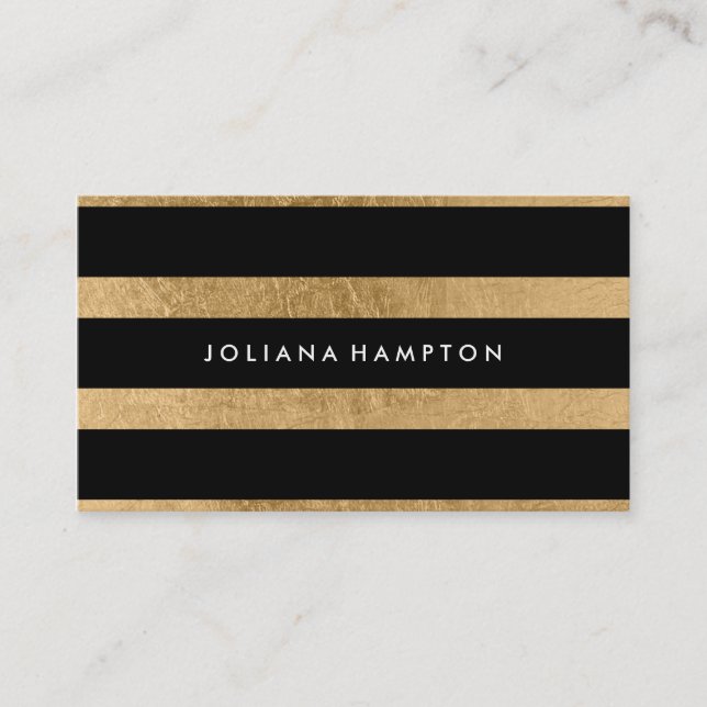 Modern Black Gold Luxe Business Card, foil Business Card (Front)