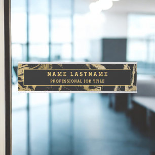 Modern Black Gold Marble Stone Custom Minimalist Door Sign