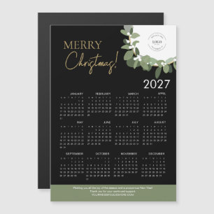 Modern Black & Gold Merry Christmas 2027 Calendar