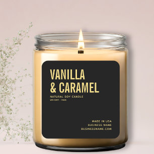 Modern black gold minimalist candle product label