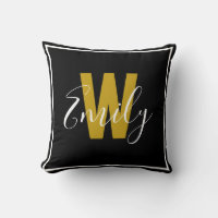Modern Black Gold Monogram Border