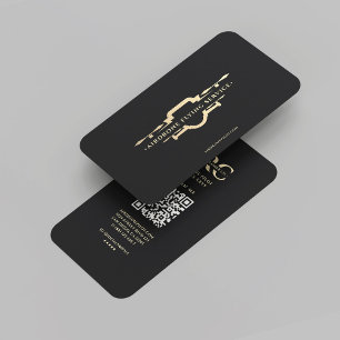 Modern Black Gold Monogram Drone Pilot Business Card