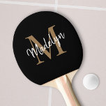 Modern Black Gold Monogram Elegant Script Name Ping Pong Paddle<br><div class="desc">Modern Black Gold Monogram Elegant Script Name Ping Pong Paddle.Easily personalise this modern elegant ping pong paddle with your custom monogram and name.</div>