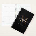 Modern Black Gold Monogram Elegant Script Name Planner<br><div class="desc">Modern Black Gold Monogram Elegant Script Name Planner</div>