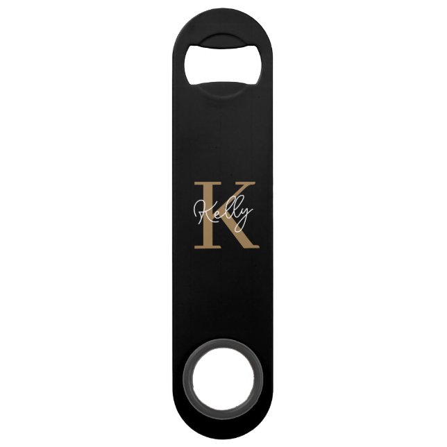 Modern Black Gold Monogram Script (Front)