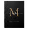 Modern Black Gold Monogram Script Name Initial