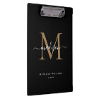 Modern Black Gold Monogram Stylish Script Name