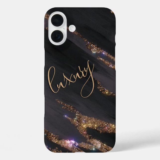 Modern Black Gold Monogrammed Case- Mate iPhone Case-Mate iPhone Case (Back)