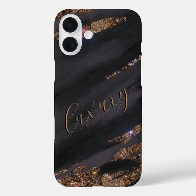 Modern Black Gold Monogrammed Case- Mate iPhone Case-Mate iPhone Case (Back)