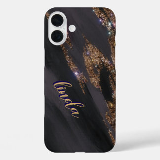 Modern Black Gold Monogrammed Case- Mate iPhone iPhone 16 Plus Case